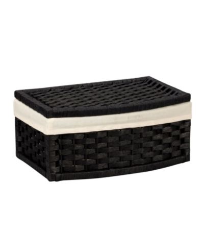 Household Essentials Woven Basket with Lid, Paper Rope Basket