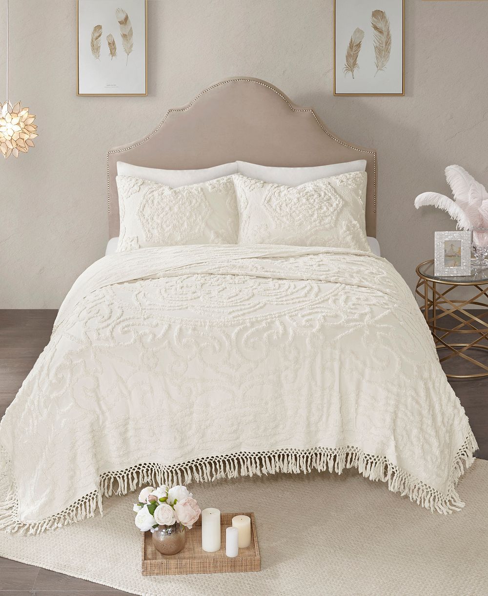 Комплект стеганого одеяла Madison Park Laetitia Medallion Fringe 2-Pc., Twin/Twin XL
