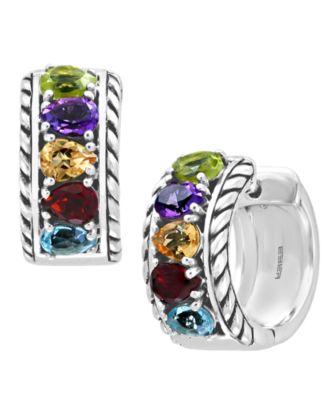 Серьги EFFY® Multi-Gemstone Small Huggie Hoop в Sterling Silver