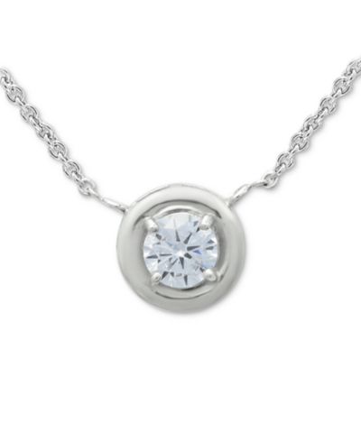 Giani Bernini Cubic Zirconia Framed 16" Pendant Necklace, Created for Macy's