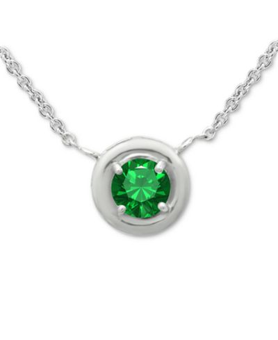 Giani Bernini Green Cubic Zirconia Framed 16" Pendant Necklace, Created for Macy's