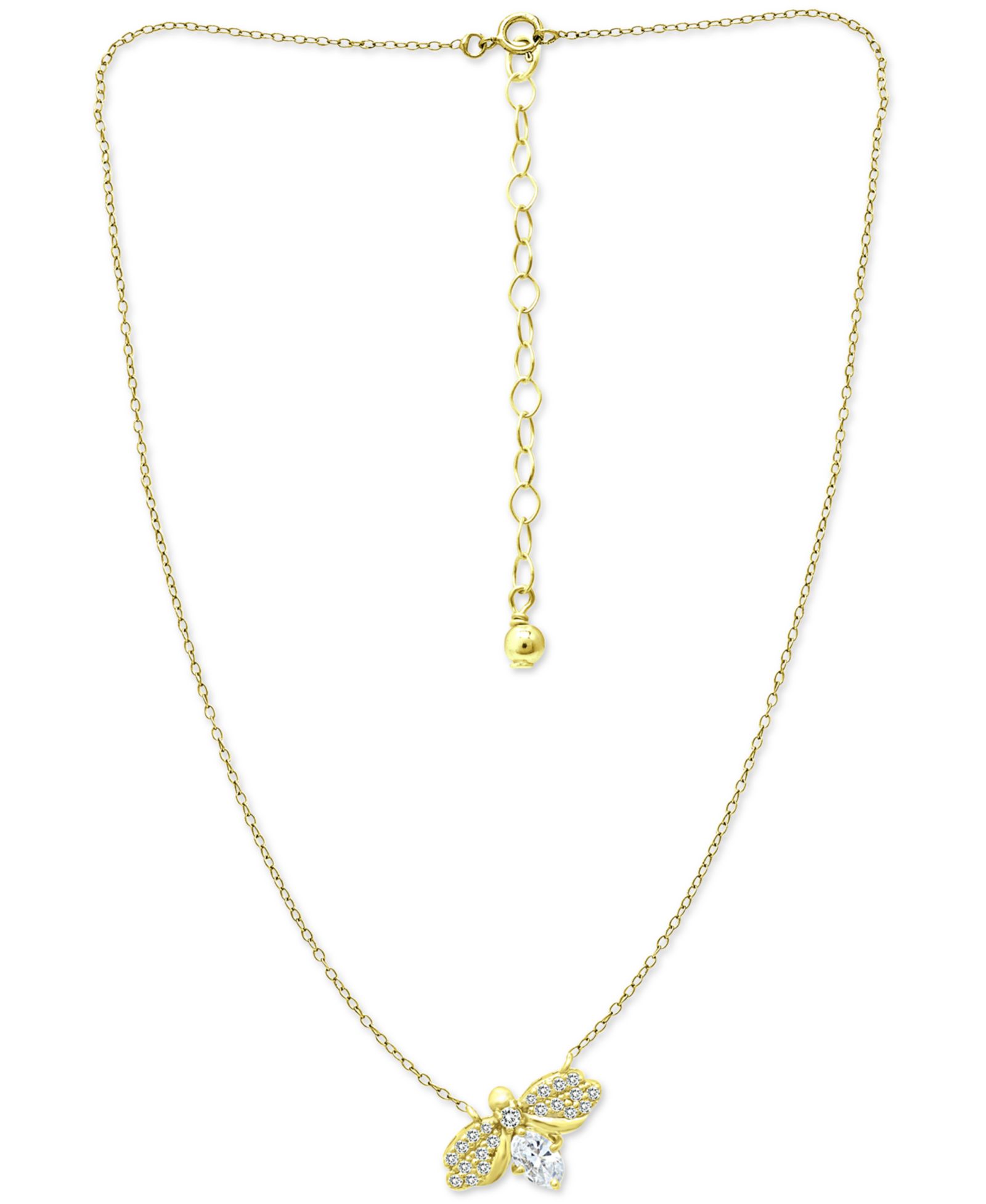 Giani Bernini Cubic Zirconia Bee 16" Pendant Necklace in 18k Gold-Plated Sterling Silver, Created for Macy's