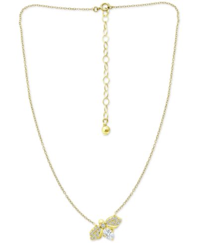 Колье-подвеска Giani Bernini Cubic Zirconia Bee 16" в золотом напылении на стерлинговом серебре
