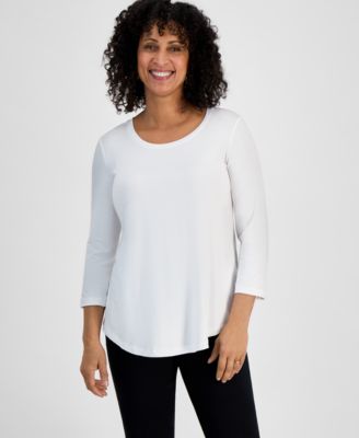 JM Collection Women's 3/4-Sleeve Scoop Neck Top, Created for Macy's