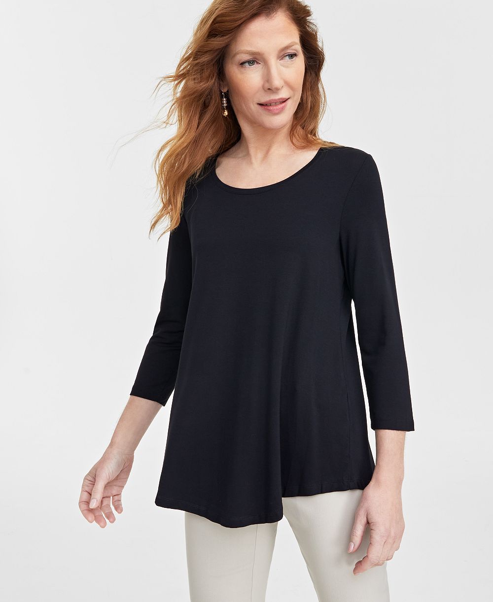 JM Collection Women's 3/4-Sleeve Scoop Neck Top, Created for Macy's
