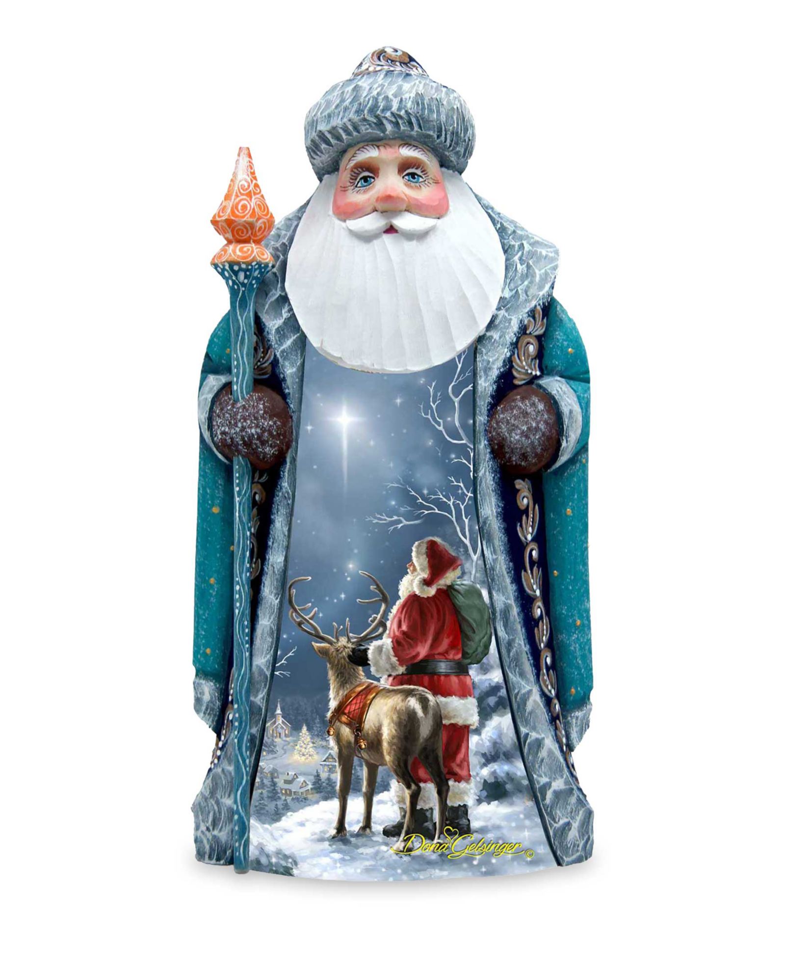 Фигурка G.DeBrekht Woodcarved Hand Painted Starry Night Santa by Donna Gelsinger