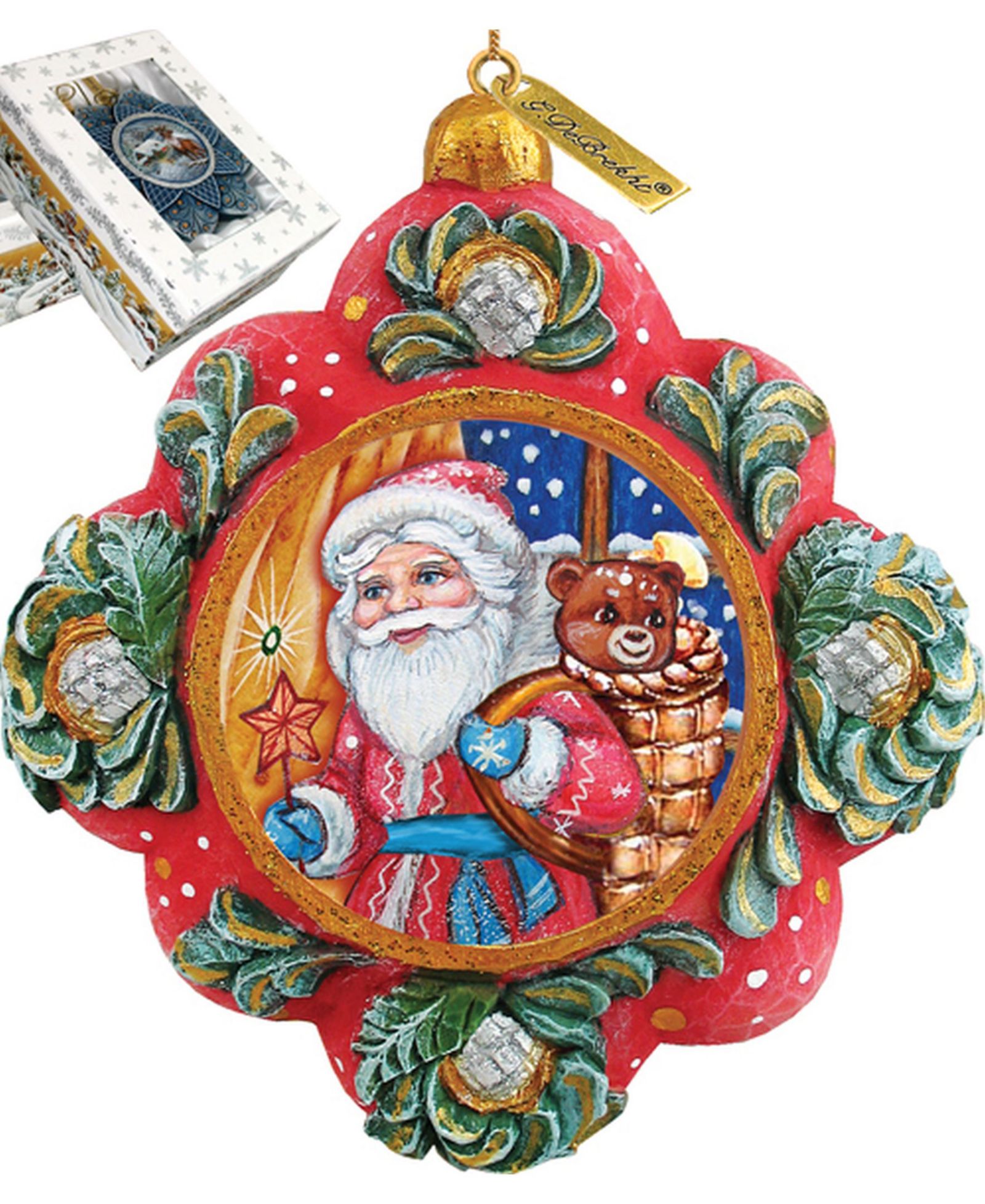 Декоративная фигурка G.DeBrekht Hand Painted Scenic Ornament Gift Giver Santa