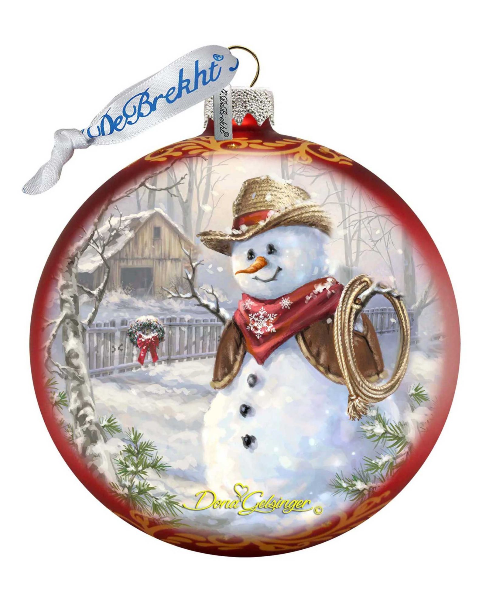 Стеклянное украшение G.DeBrekht Cowboy Snowman 2 by Dona Gelsinger
