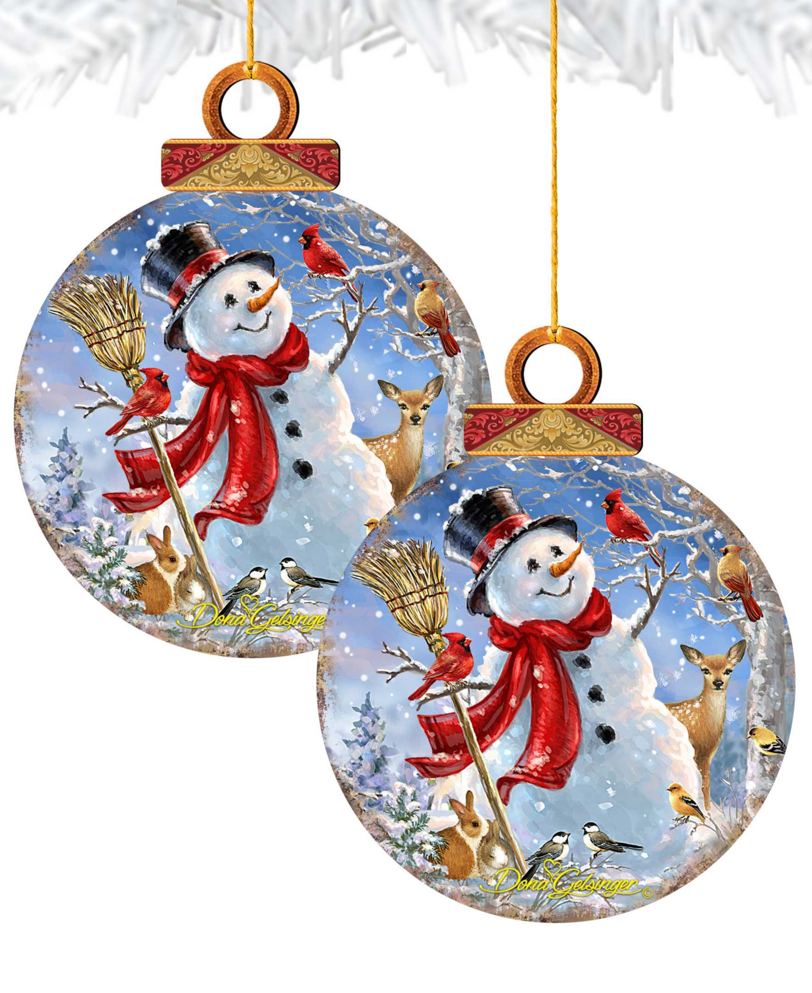 Украшение Designocracy by Dona Gelsinger Frosty Forest Friends, набор из 2 шт.
