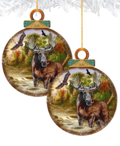 Designocracy Деревянные украшения Woodsy Moose Set of 2