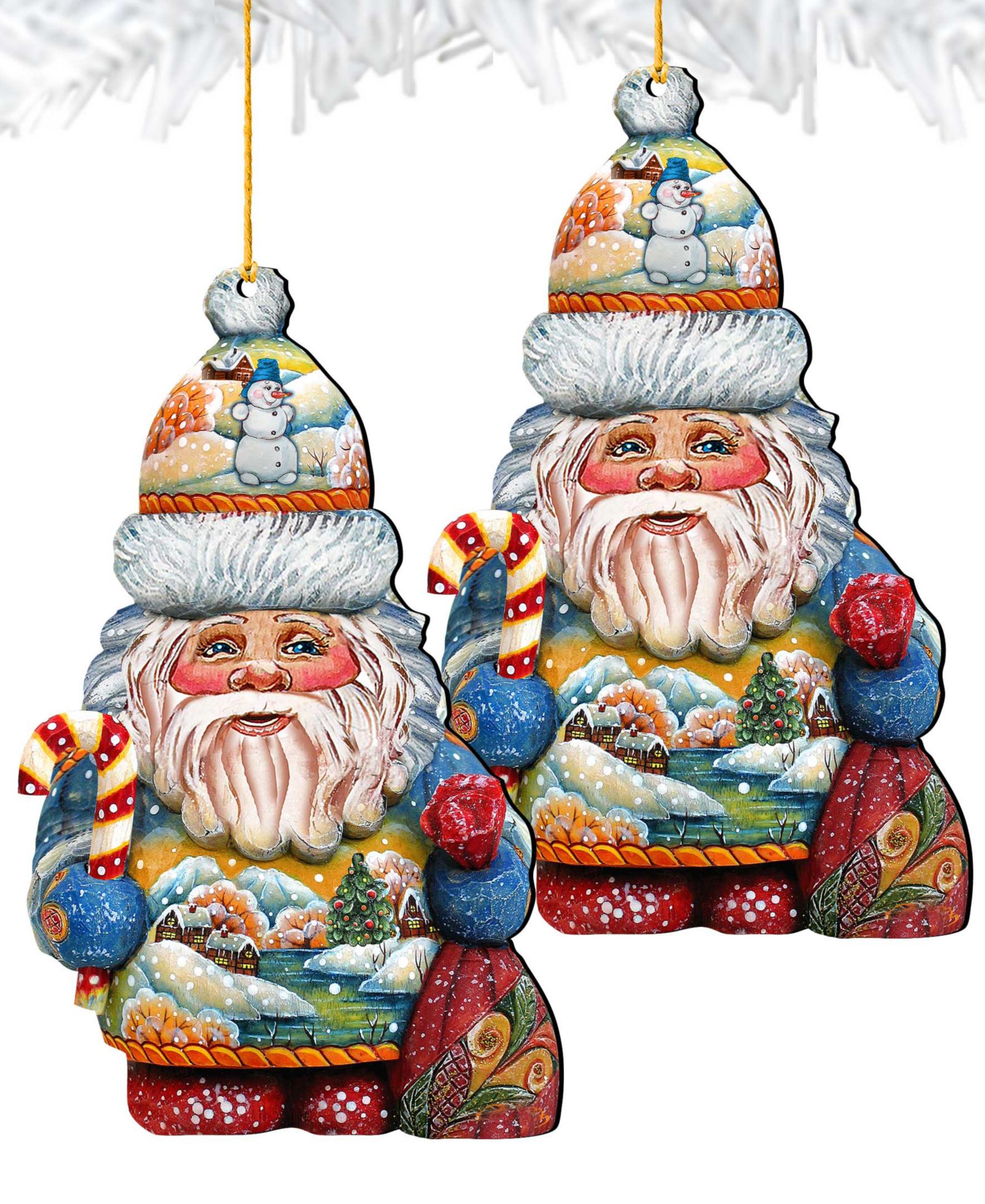 Деревянные украшения Designocracy Whimsical Winter Wonders Santa Wooden Ornaments, Set of 2