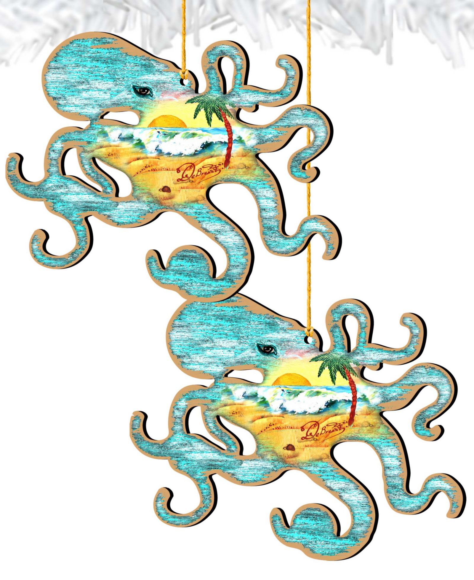 Designocracy деревянные украшения Octopus, набор из 2 шт.