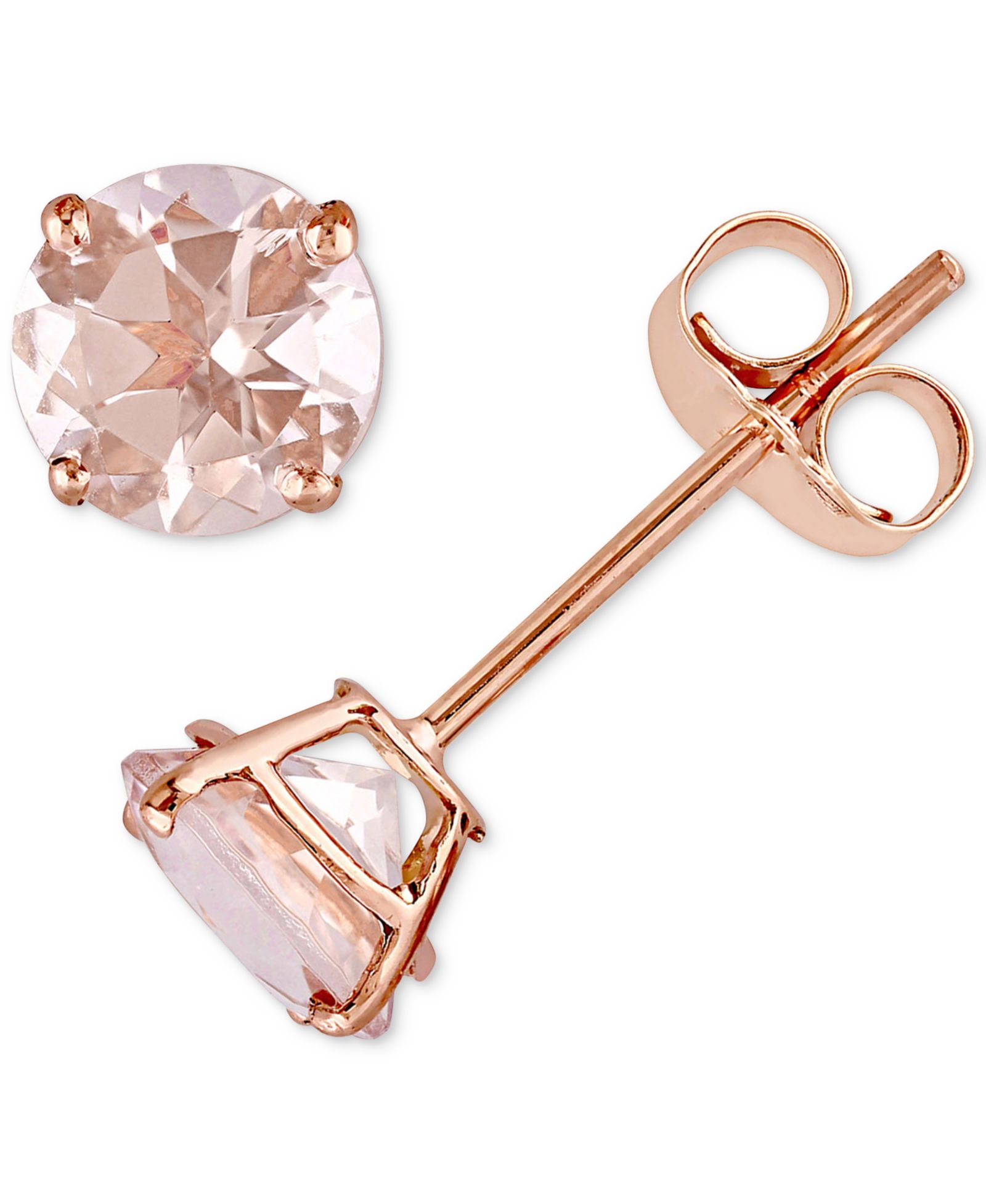 Серьги-гвоздики с морганитом в 14k Rose Gold