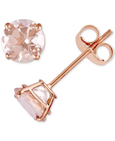 Серьги-гвоздики с морганитом в 14k Rose Gold