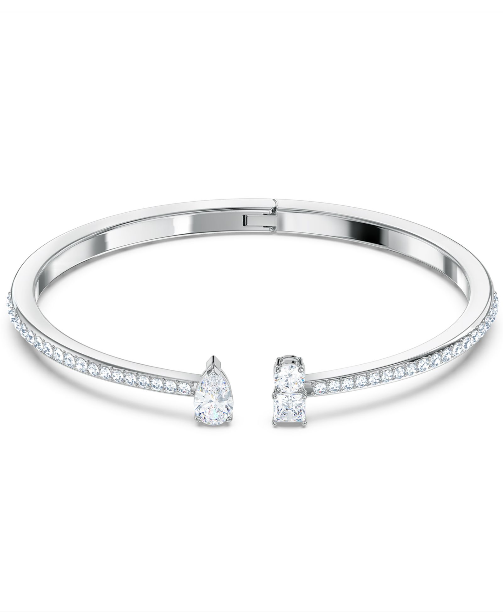 Swarovski Серебристый браслет-кафф с кристаллами