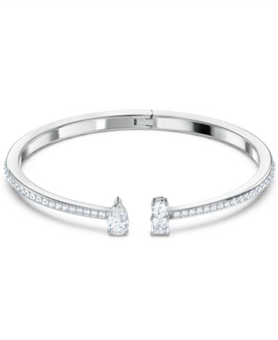 Swarovski Серебристый браслет-кафф с кристаллами