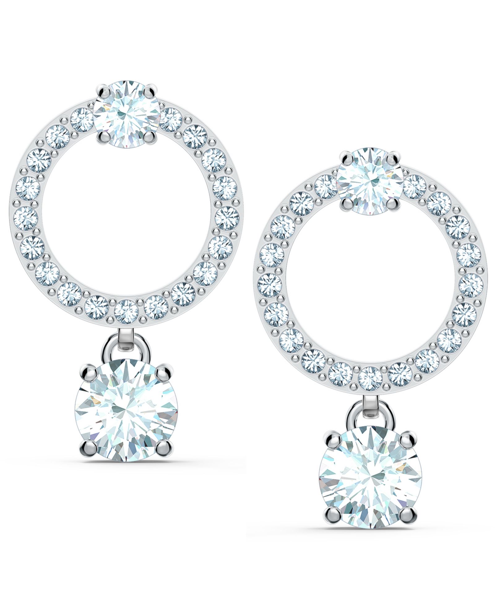 Серьги-подвески Swarovski Silver-Tone Crystal Circle & Charm Drop