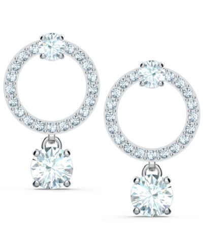 Swarovski Silver-Tone Crystal Circle & Charm Drop Earrings