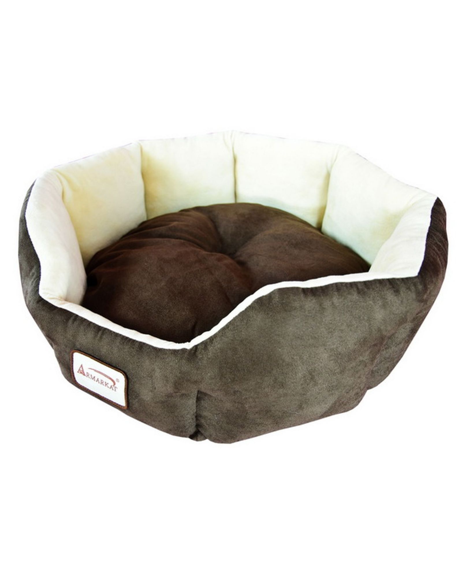 Armarkat Cozy Pet Bed for Cats and Extra Small Dogs, Mocha/Beige