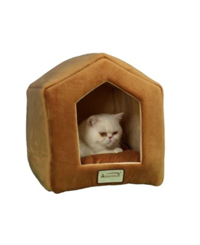 Armarkat Small Indoor Cat house, Cat Beds With Mat, MachIne Washable, C27CZS/MH, Earth Brown and Beige