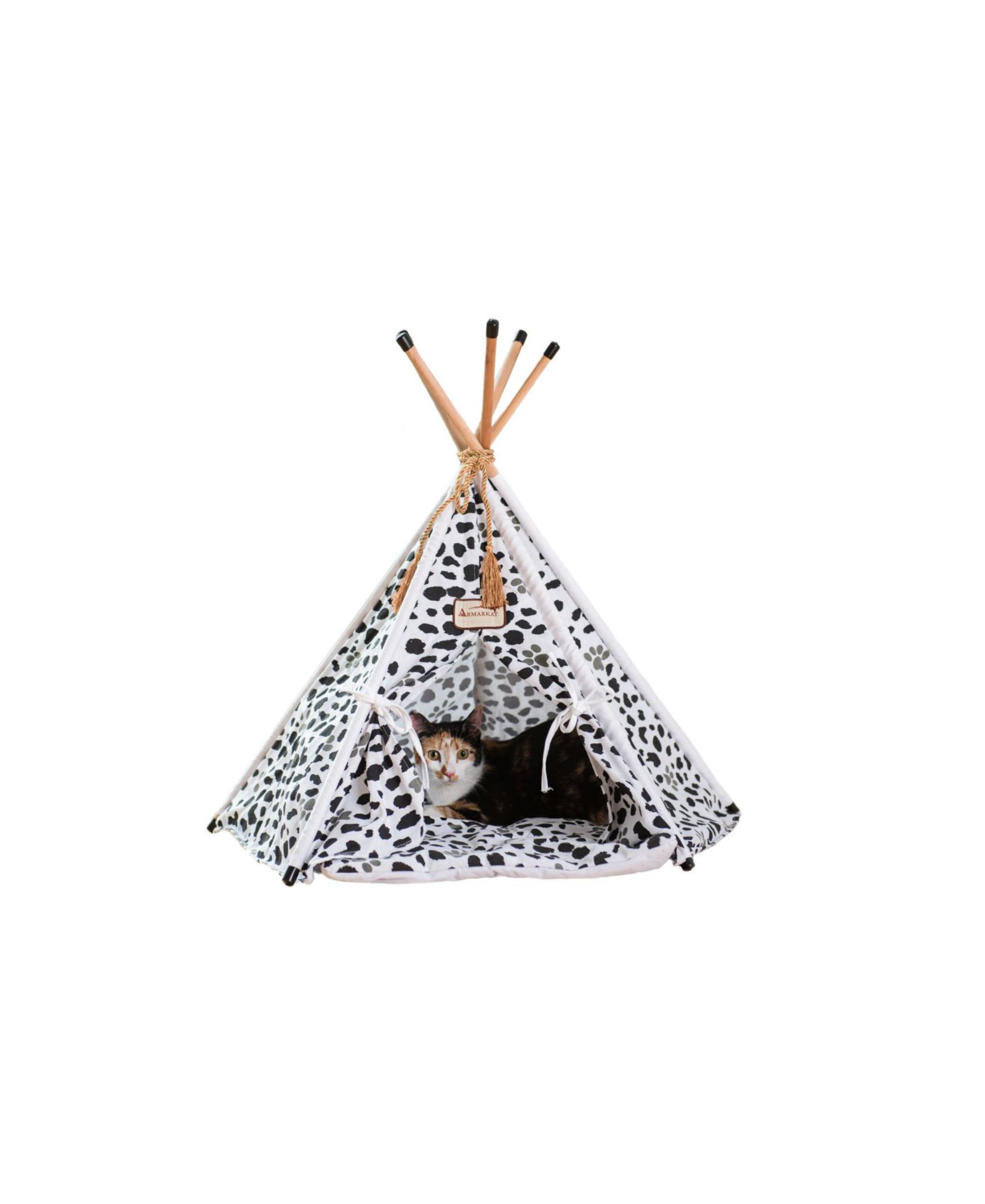 Домашний шалаш-вигвам Armarkat для кошек с прочной тканью - White/Black