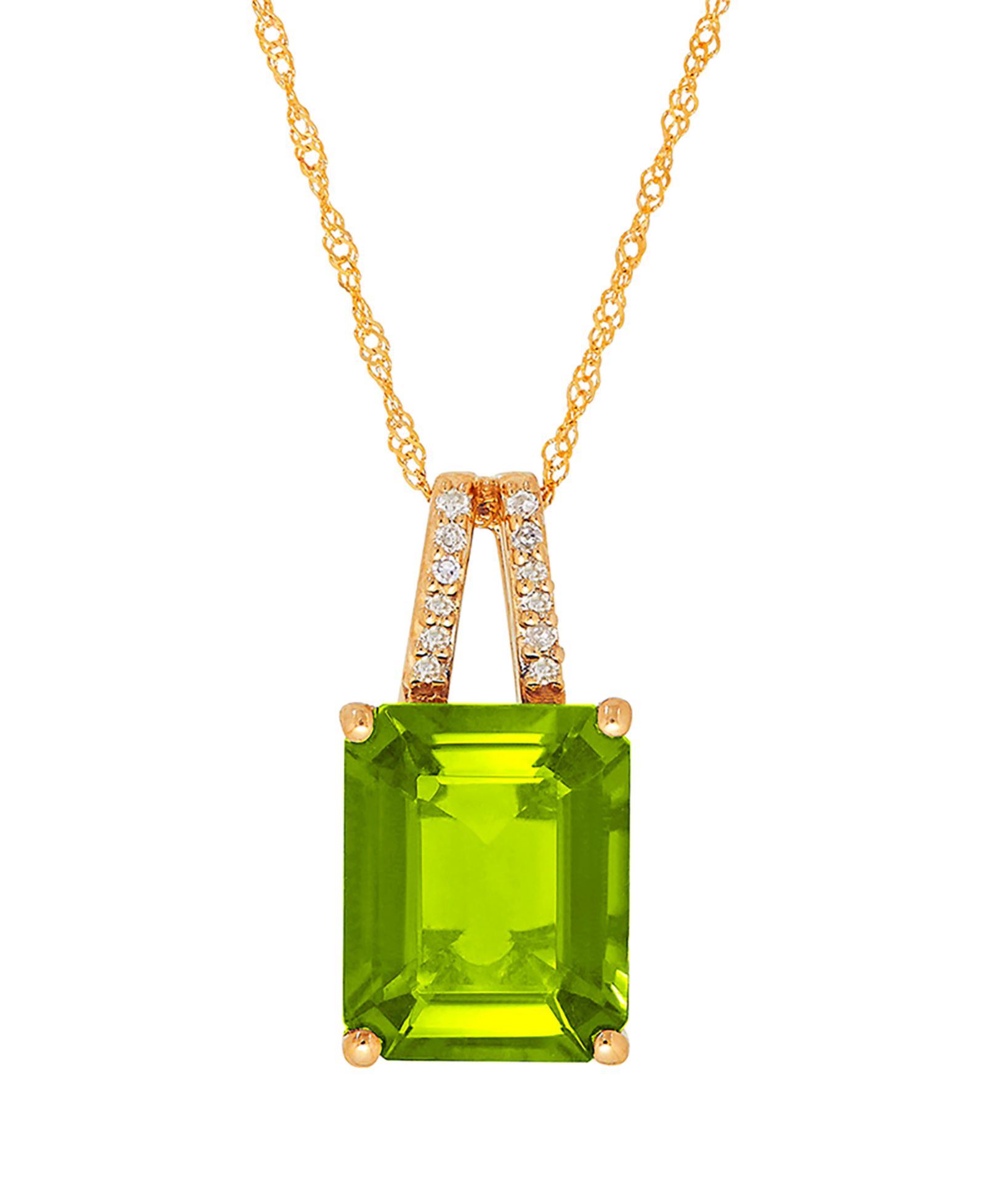 Подвеска Macy's Peridot (3-3/4 ct. t.w.) & Diamond Accent 18" в 14k Gold