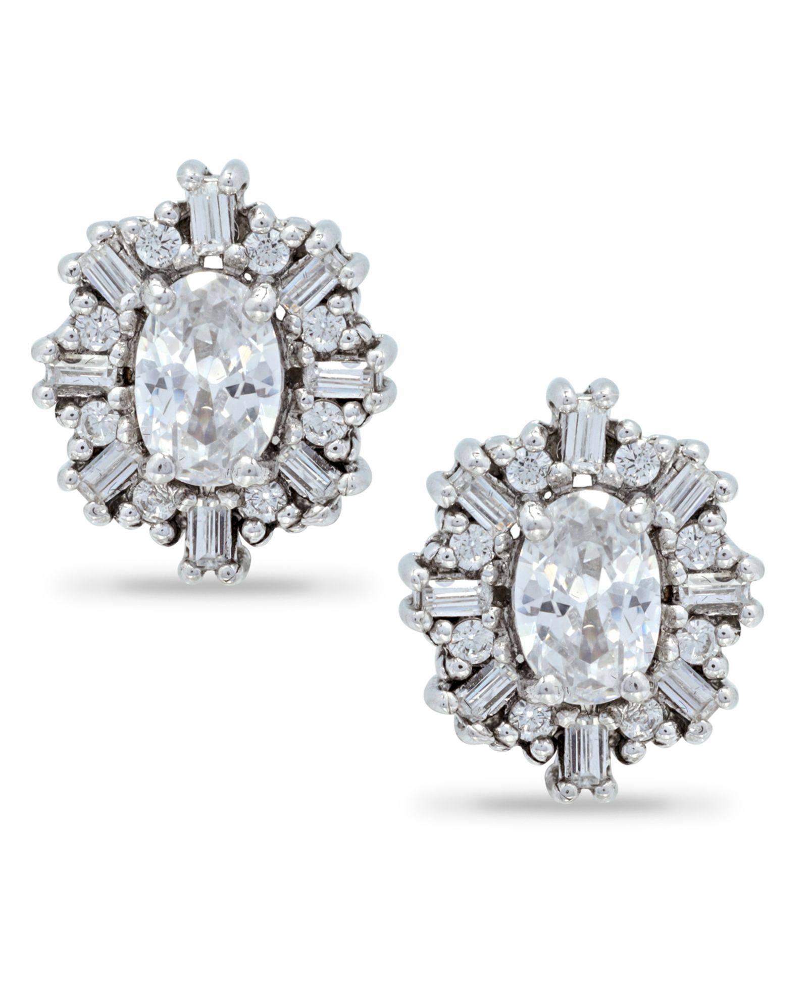 Серьги-гвоздики Giani Bernini Cubic Zirconia Baguette Halo в Sterling Silver