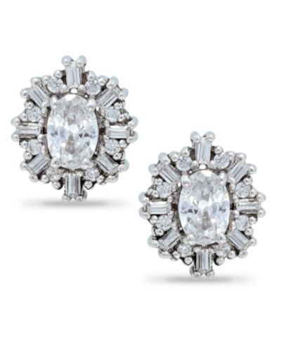 Серьги-гвоздики Giani Bernini Cubic Zirconia Baguette Halo в Sterling Silver