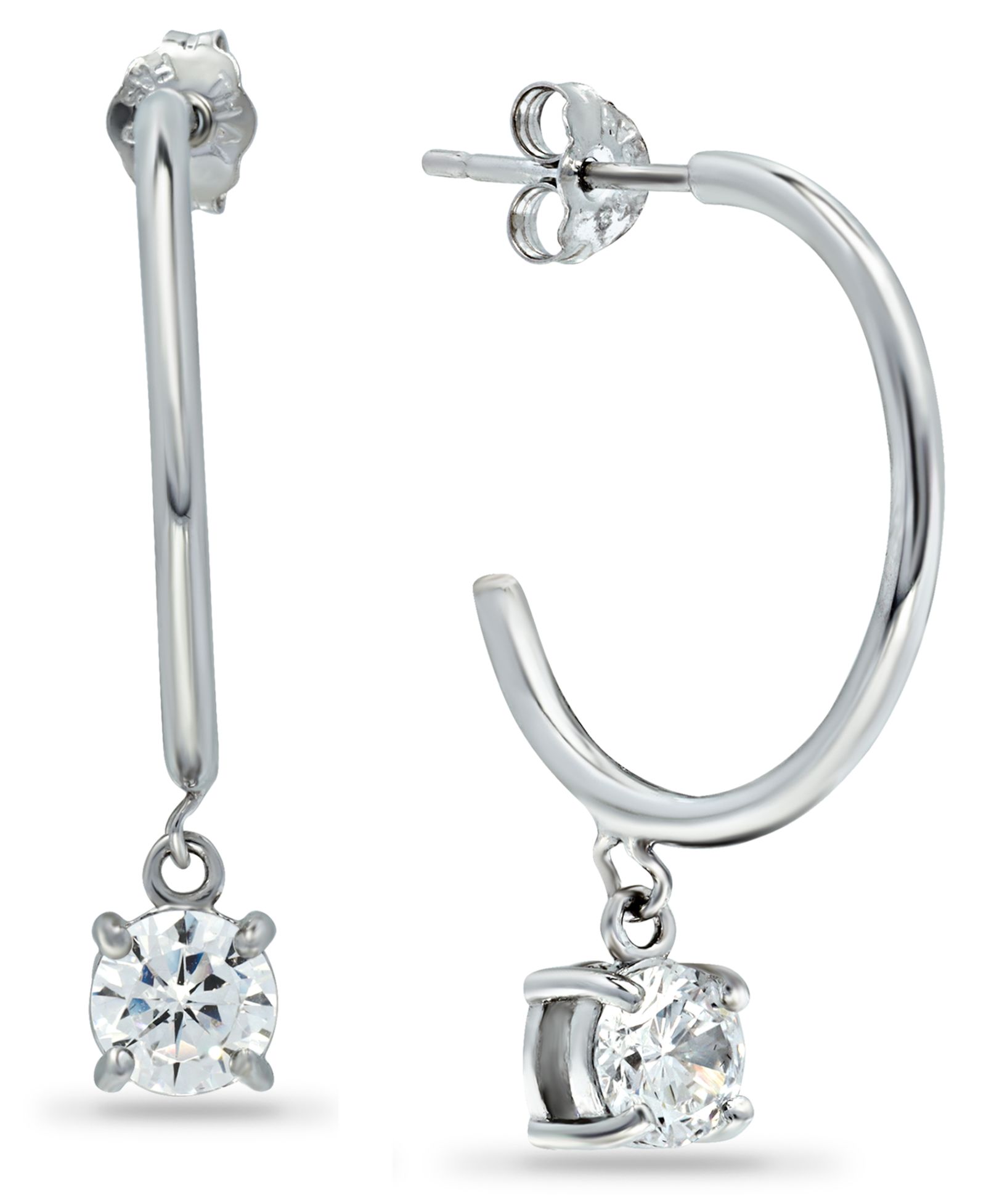 Giani Bernini Cubic Zirconia Dangle Hoop Earrings in 18k Gold-Plated Sterling Silver, Created for Macy's