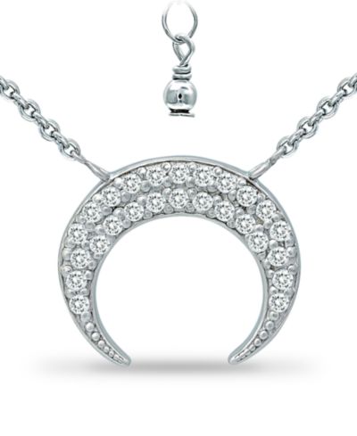Ожерелье Giani Bernini Cubic Zirconia Crescent Moon Pendant в стерлинговом серебре, 16" + 2" extender, Created for Macy's