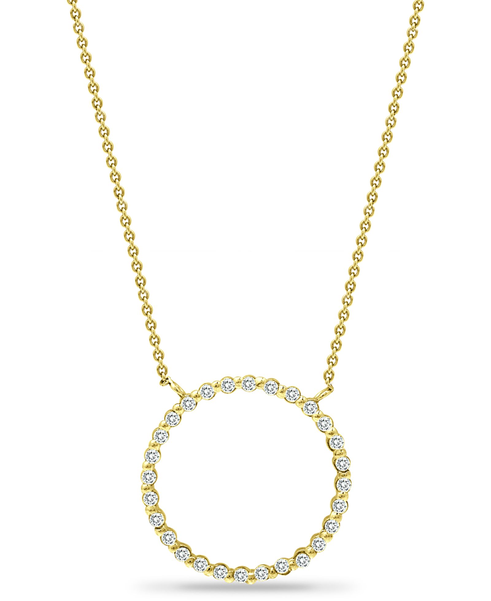 Giani Bernini Cubic Zirconia Open Circle Pendant Necklace in 18k Gold-Plated Sterling Silver, 16" + 2" extender, Created for Macy's