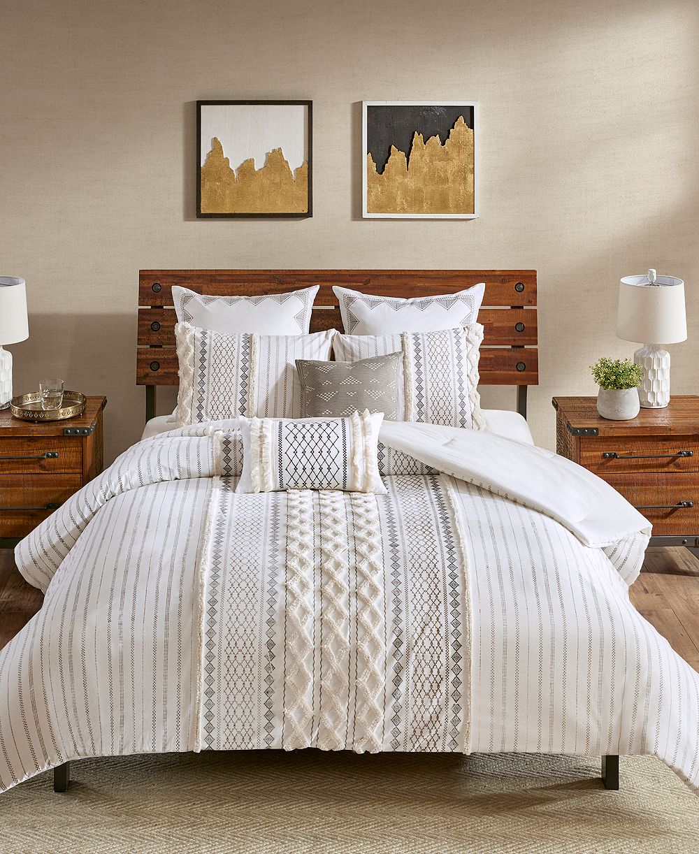 Комплект из 3 покрывал INK+IVY Imani Textured Cotton Chenille Printed, King/Cal King