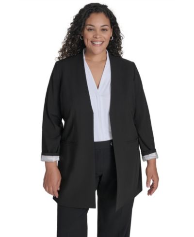 Calvin Klein Blazer Plus Size без воротника, открытый передний план