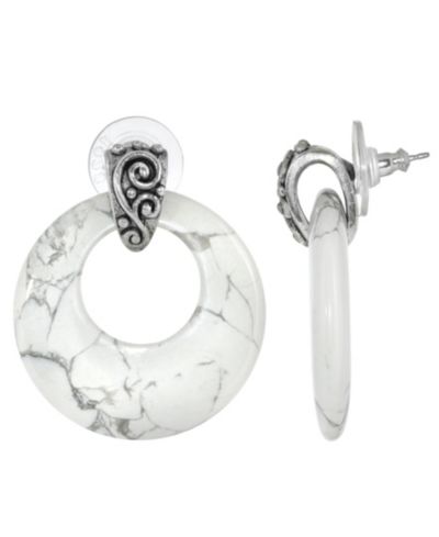 Серьги-кольца 2028 Pewter Semi Precious Round Howlite