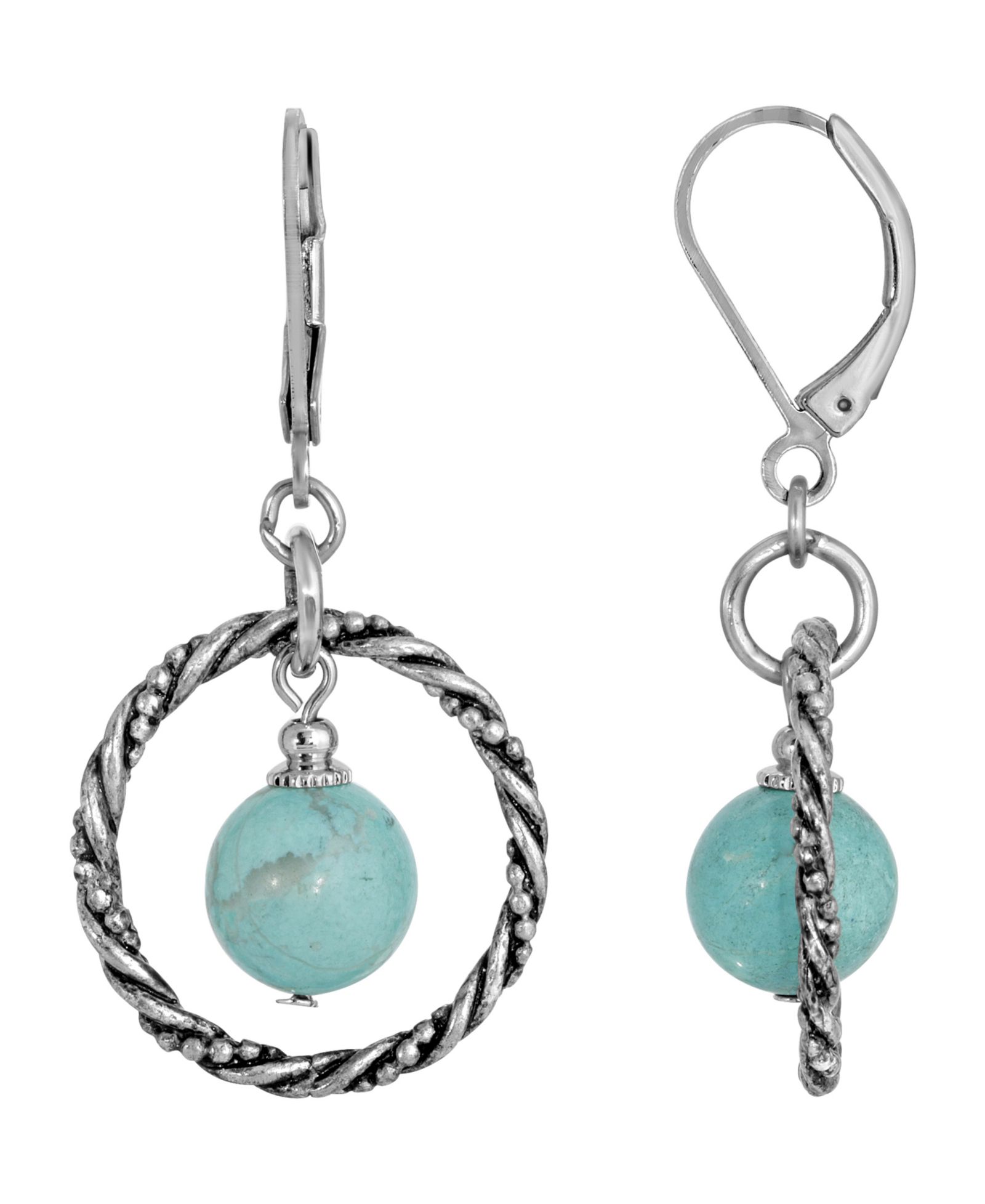 Серьги-кольца 2028 Silver-Tone Turquoise