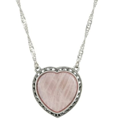Ожерелье 2028 Silver-Tone Semi Precious Rose Quartz Heart