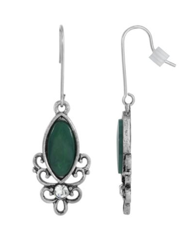 Серьги 2028 из стерлингового сереbra с натуральным камнем Chrysoprase