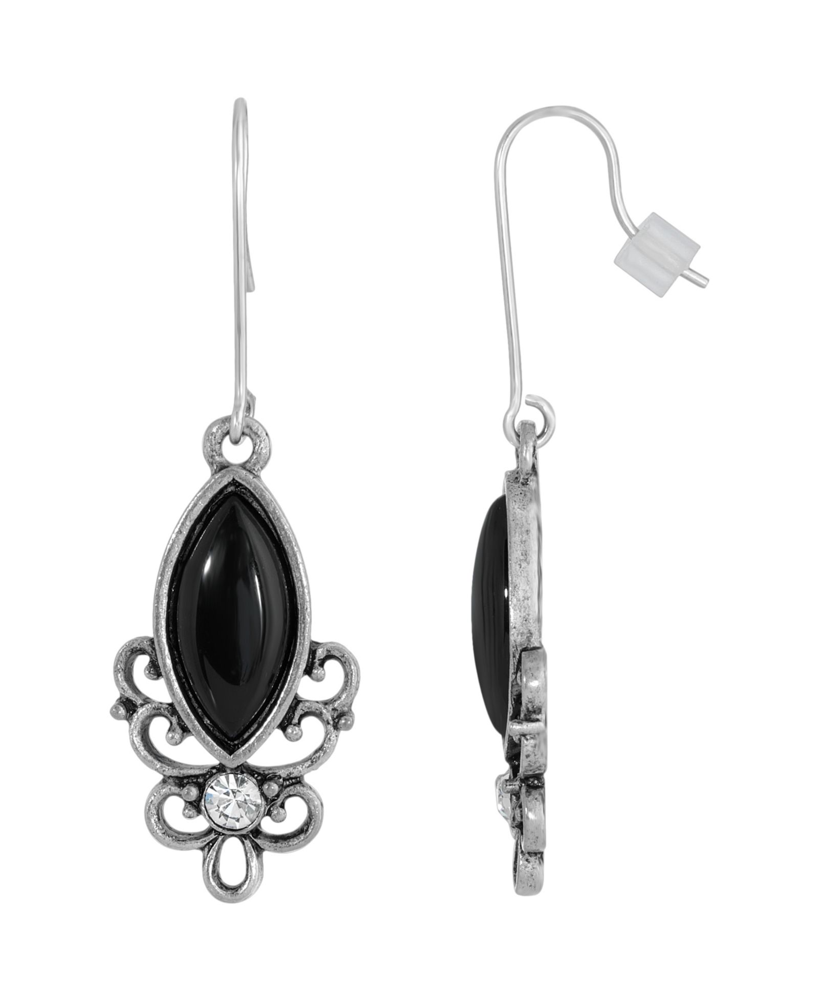 Серьги 2028 Sterling Silver Wire Genuine Stone Onyx