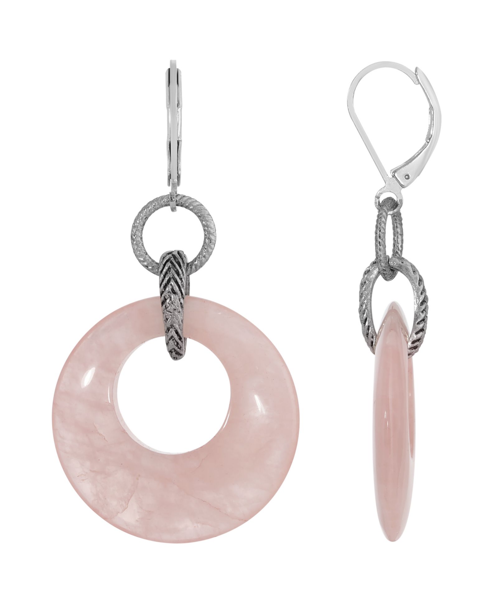 Серьги-кольца 2028 Silver-Tone с полудрагоценными камнями
