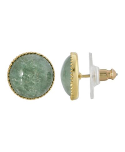 Серьги-гвоздики 2028 Gold-Tone Semi Precious Round Stone