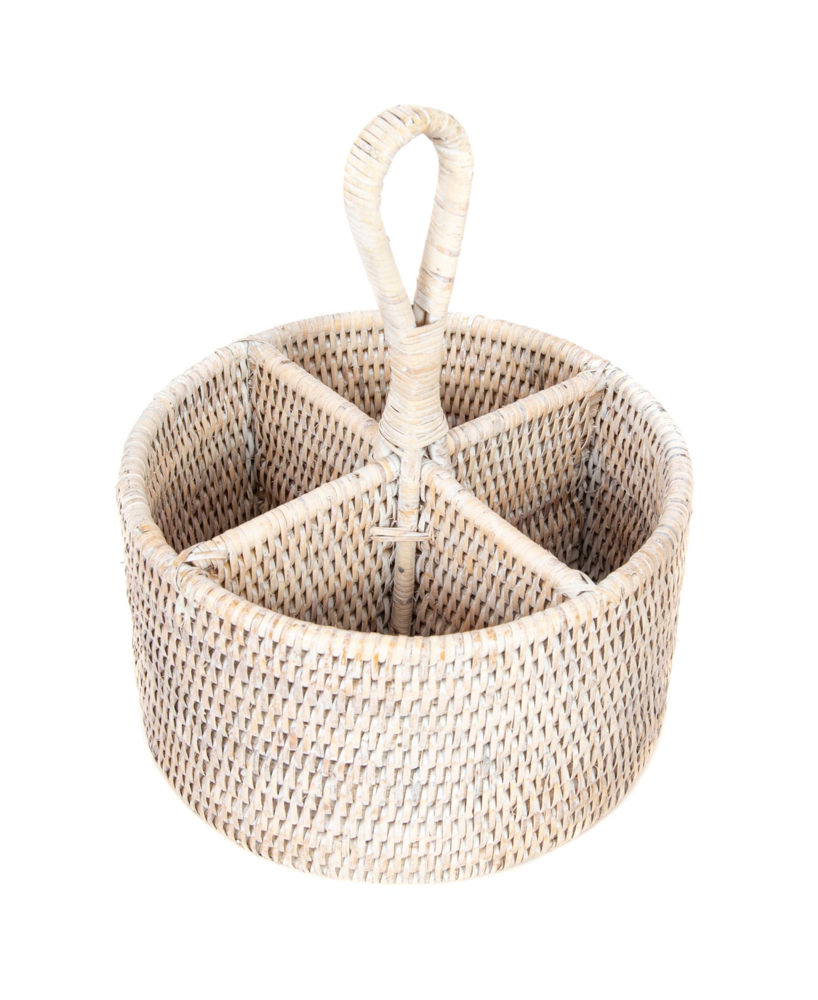 Artifacts Trading Company Artifacts Rattan Round 4 section Caddy/Cutlery Holder