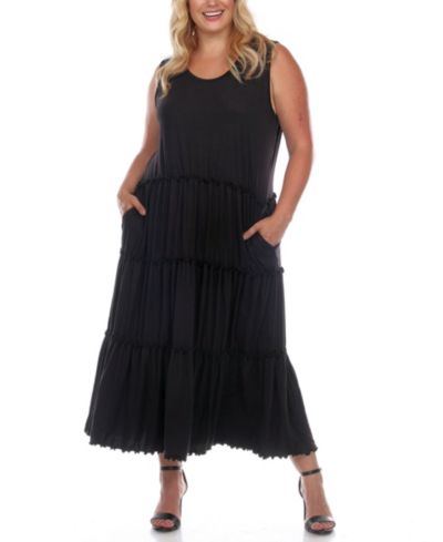White Mark Женское миди-платье с многоуровневым подолом и вырезом лодочкой Plus Size