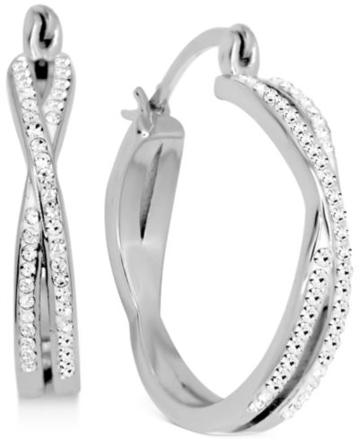 And Now This Crystal маленькие серьги-кольца, 0.95" в серебряном или золотом напылении