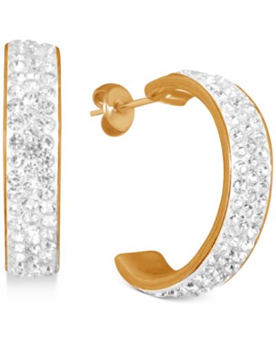 And Now This Crystal C-Hoop Earrings in Silver-Plate, Rose Gold Plate or Gold Plate