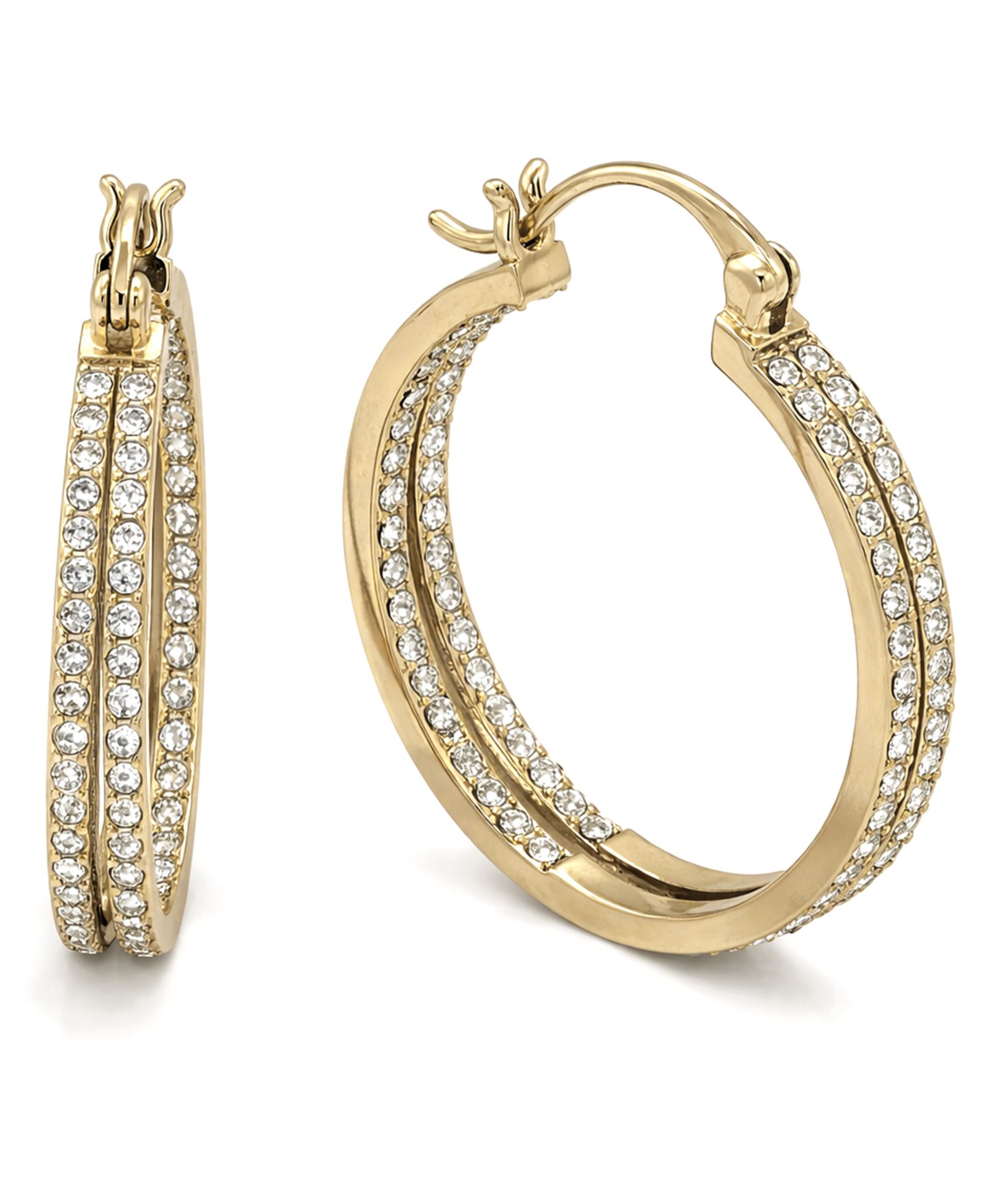 Серьги-кольца And Now This Crystal Small Double Hoop Silver-Plate или Gold Plate, 1"