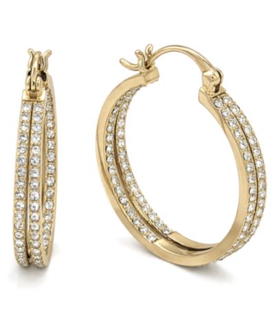 Серьги-кольца And Now This Crystal Small Double Hoop Silver-Plate или Gold Plate, 1"