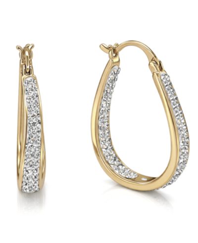 And Now This Crystal In & Out Teardrop Hoop Earrings in Silver Plate, Gold-Plate or Rose Gold Plate