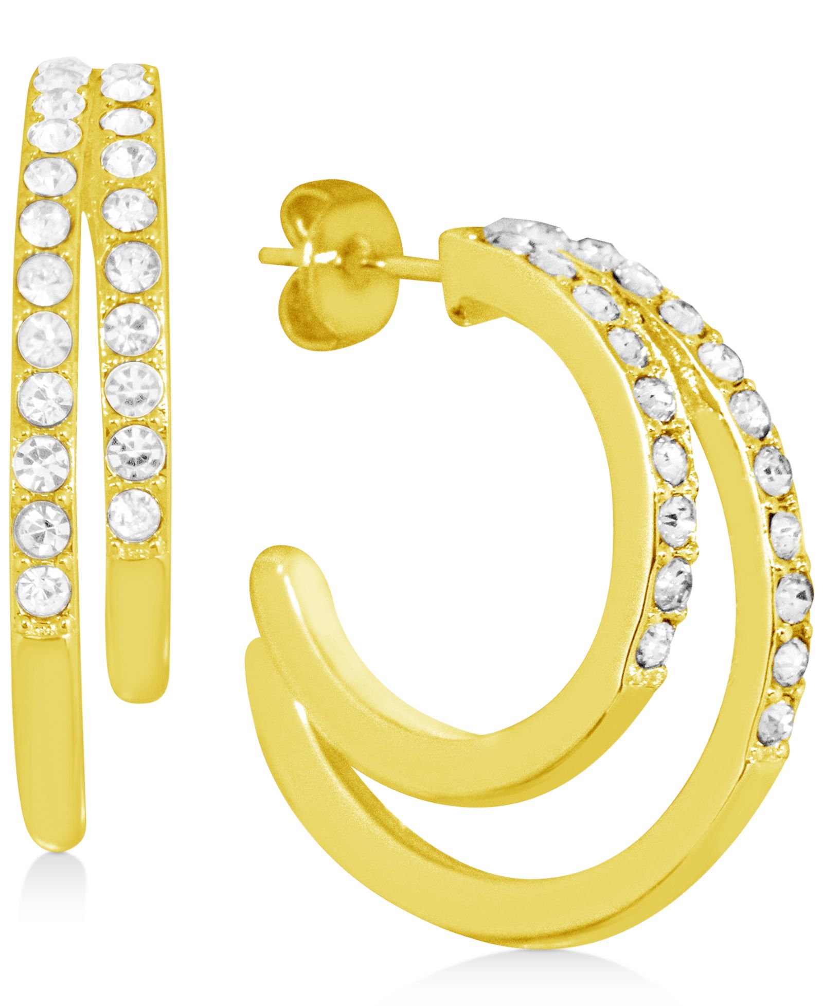 Серьги-кольца Essentials Crystal Double Small Gold-Plate 1"