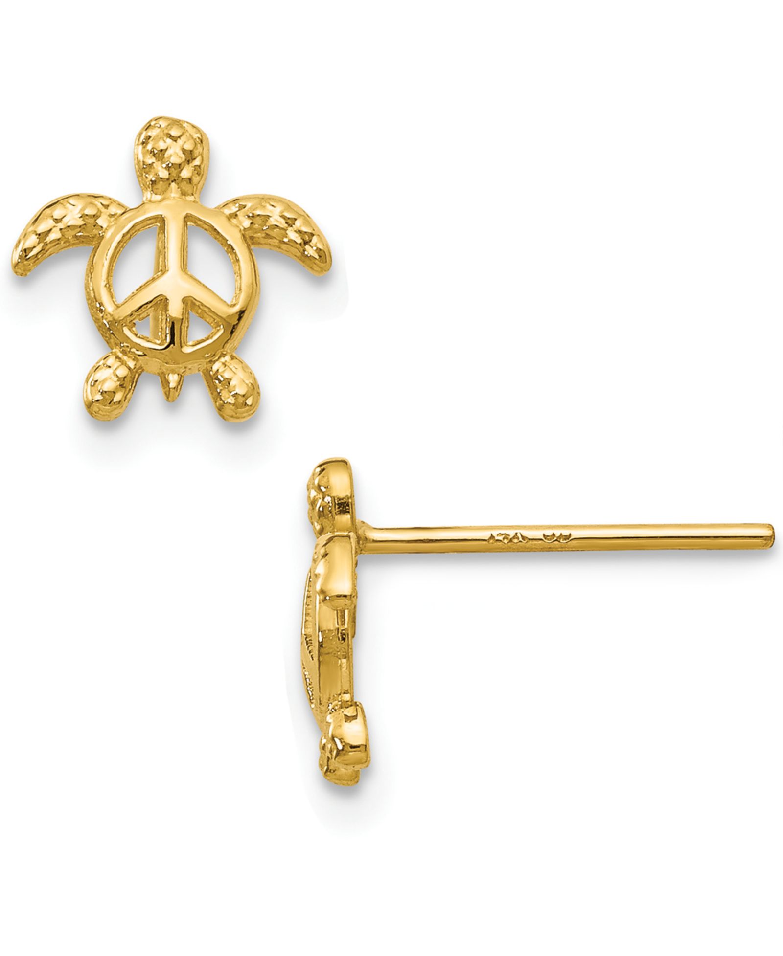 Серьги-гвоздики с морской черепахой, 14k Gold