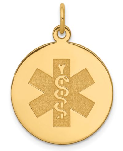Подвеска-шарм Medical Info из золота 14k